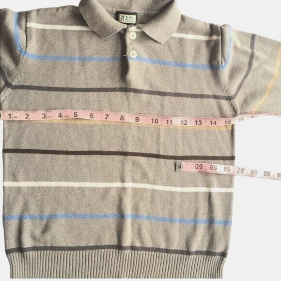 The Childrens Place Gray Striped Polo Sweater S 5 Cotton Blend Long Sleeve - Picture 3 of 6